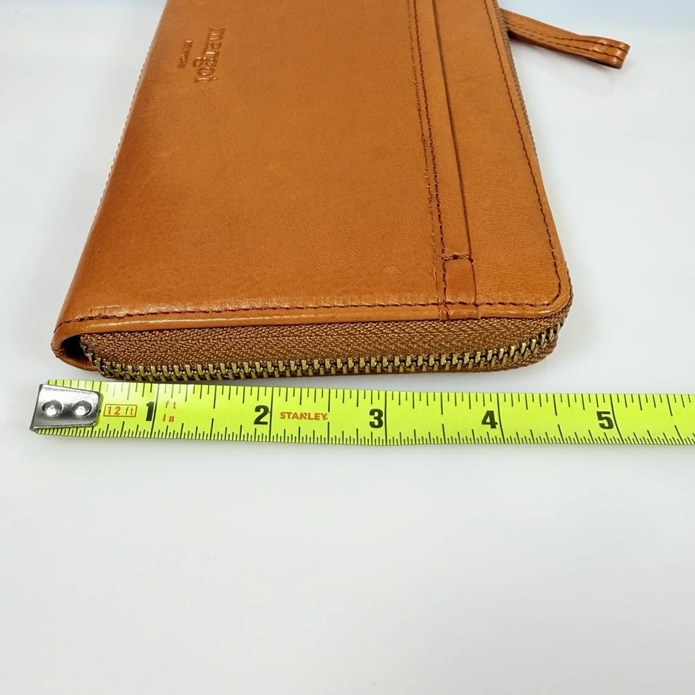 Margot New York Wallet Wrist Clutch Red Brown Leather Zipper